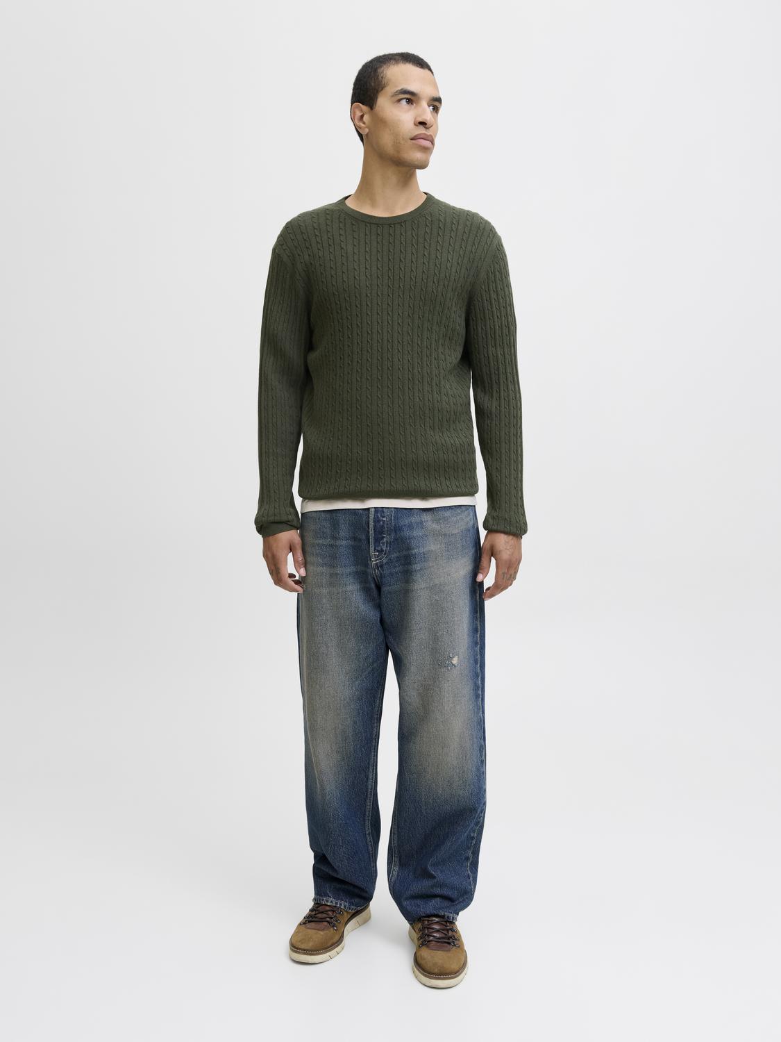 JJEEMIL CABLE KNIT CREW NECK